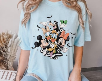 Koszulka retro Disney Mickey i przyjaciele szkielet Halloween, koszulka na straszny sezon, koszulka Disney Halloween, Myszka Miki nie jest taka straszna impreza halloweenowa