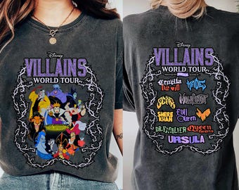 Two-sided Disney Villains Evil Tour Shirt, Vintage Disney Evil Friends 2025, Bad Witch Disney Shirt, Evil Queen, Maleficient Ursula Cruella
