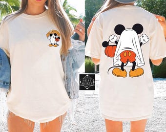 2 Seite Disney Micky Halloween Shirt, Disney Halloween Shirt, Retro Micky gruseliges Shirt, Micky ist nicht so gruselig, Mickey Ghost Shirt