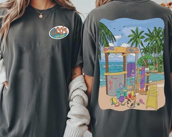 Two Sided Retro 90S Disney Hannah Montana Rico's Shirt, Surf Board Beach Shirt, Disney Family Matching Trip Outfits, Surf Shop Logo Tee
