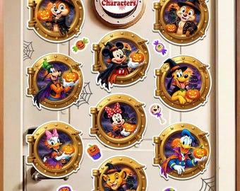 200+ Spooky Halloween Character Porthole Cruise Magnet, Spooky Season Door Decor, Disney Magnet Door, Halloween On The High Seas Magnet