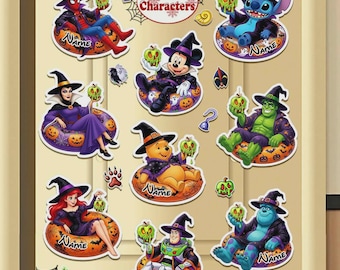 Personalized All Disney Characters Halloween on the High Seas Disney Cruise Magnet, Pumpkin Floats Mickey Minnie Cruise Ship Stateroom Door