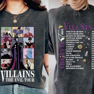 Two-sided Vintage Disney Villains Evil Tour Comfort Colors Shirt, Disney Evil Friends 2025 Matching, Bad Witch Disney Shirt, Evil Queen Tee