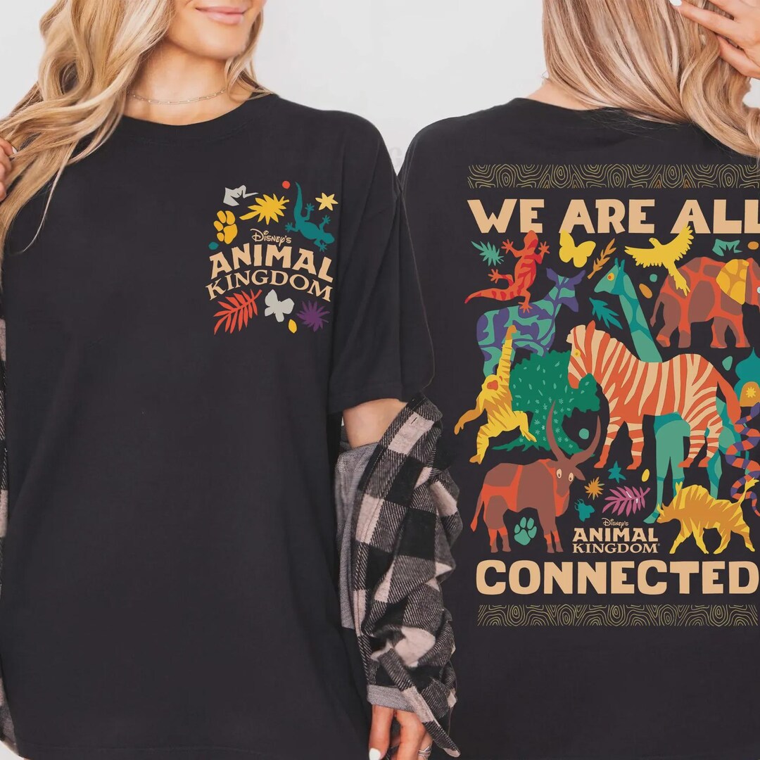 Two Sided Animal Kingdom We Are All Connected T-shirt, Disney Safari ...