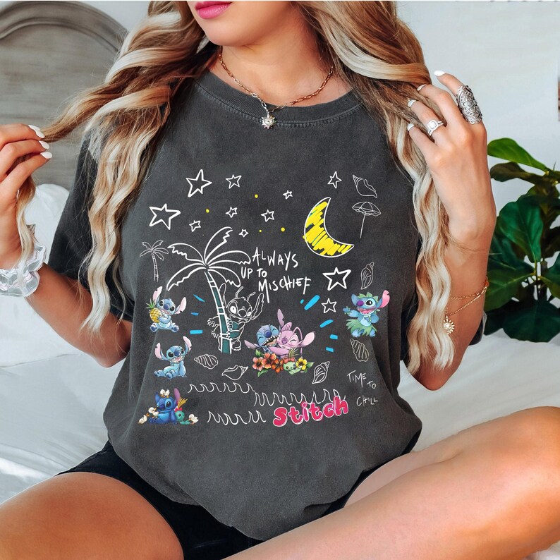 Disney Lilo and Stitch Sketch Shirt, Disney Stitch Movie 2025 T-Shirt, Stitch and Angel Aloha, Walt Disney World, Disneyland Family Trip Tee image 3