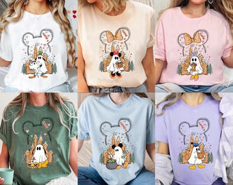Camiseta personalizada com nome do Mickey e seus amigos para o Halloween, camiseta do Mickey para o Halloween, Disneylândia para o Halloween, moletom assustador do Mickey Fantasma da Disney