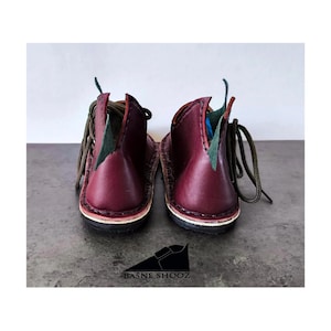 Dark Red Shoes with green tail for the Elven friends