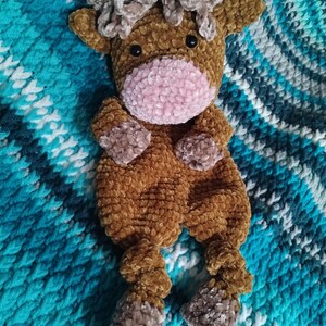 Crocheted Highland Cow Snuggler Chenille Plushie Ready to Ship