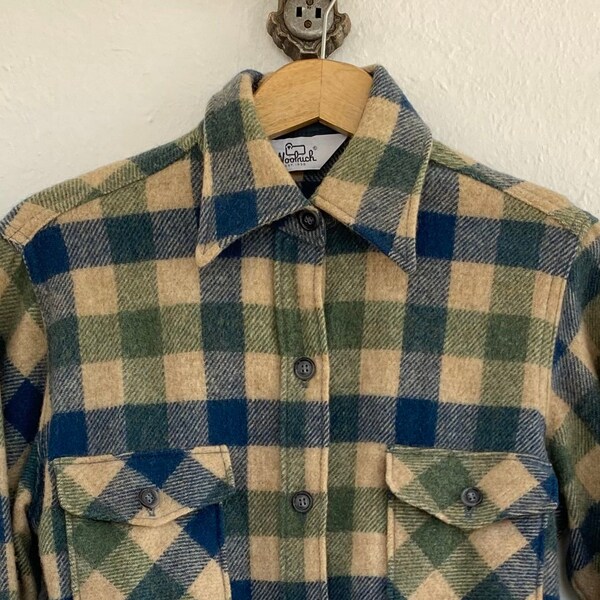2000'S WOOLRICH long-sleeved button-down flannel check shirt, men's size XL cotton brown type Vintage Second Hand