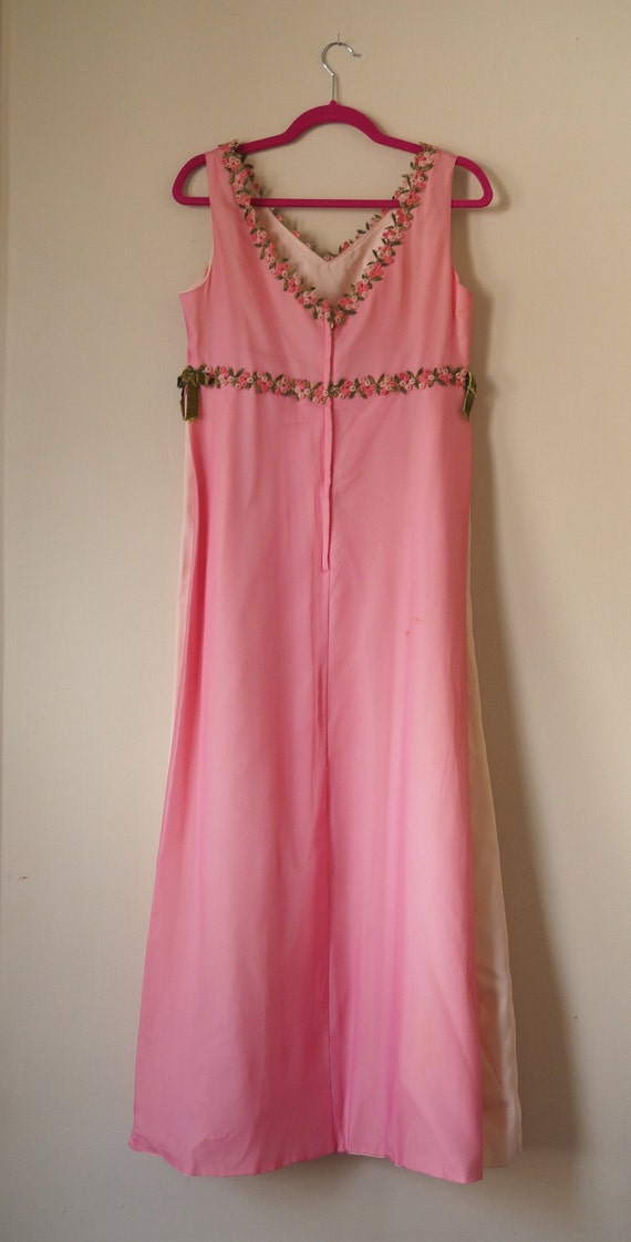 1960s Flower Child Hippie Fairie Pink Chiffon Dre… - image 2