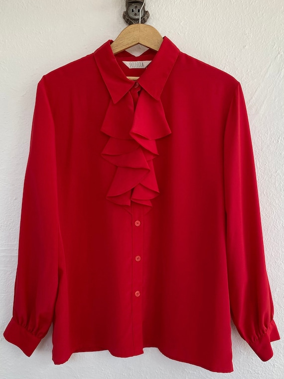 ruffle front blouse plus size