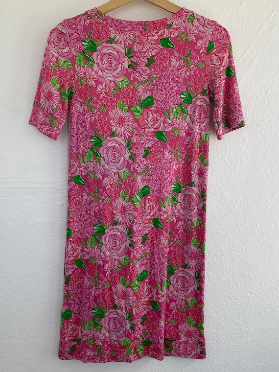 1990s Y2K Lilly Pulitzer Silk Pink and Green Flor… - image 2