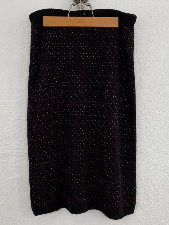 Black Sweater Knit Pencil Wiggle Skirt with Metall