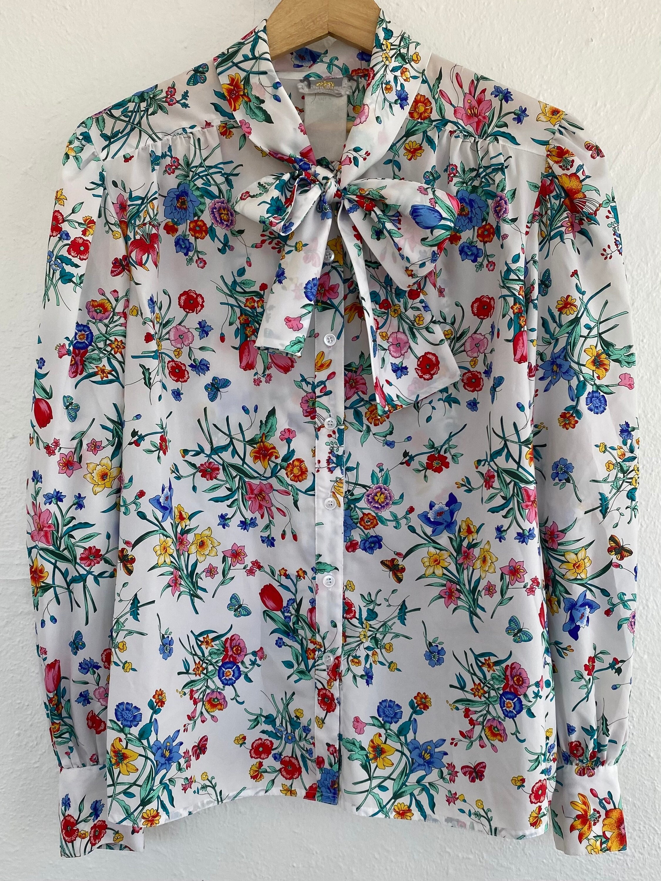Plus Size Volup 1970s 1980s Pussy Bow Floral Multicolor Long - Etsy
