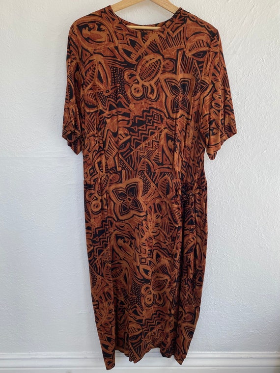Plus Size Volup 1980s 1990s Black and Brown Triba… - image 1