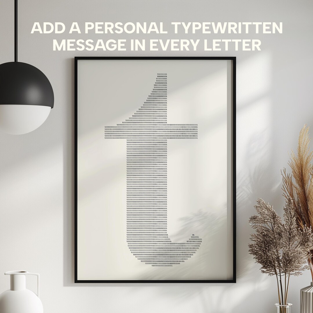 Letter T Print, Typewriter Wall Art, Personalised Typewritten Message ...