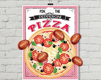 Pizza Party - Pin the Pepperoni Game - Pizza Birthday Party - Pizza Party Game - INSTANT Download PDF - Printable Game