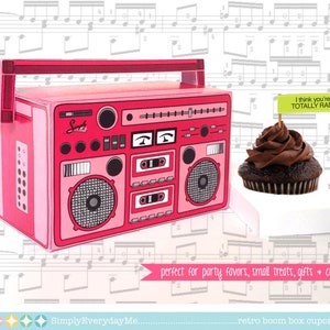 Boom Box Favor Box - Cupcake Box, 40th Birthday, 30th Birthday, 80&#39;s Party, 90&#39;s Party | Access Template Using CORJL - INSTANT DOWNLOAD