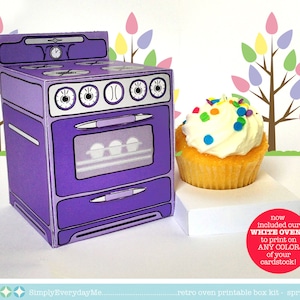 Oven Favor Box, Baking Party Favor Box, Cupcake Box, Cupcake Party, Sweet Shoppe Party - 6 Boxes - INSTANT download DIY Printable PDF Kit