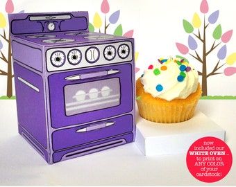 Oven gunst Box, bakken partij gunst Box, Cupcake Box, Cupcake Party, Sweet Shoppe Party - 6 dozen - INSTANT download DIY afdrukbare PDF Kit