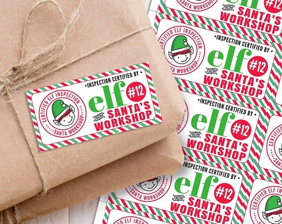 Elf Labels, Christmas Delivery - Elf Inspection Label Stickers, Shipping Label | Ready-To-Print INSTANT Download PDF Printable