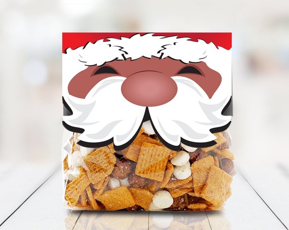 Santa Treat Bag Topper, Christmas Party, Holiday Class Party | Self-Edit with CORJL - INSTANT DOWNLOAD Printable Template