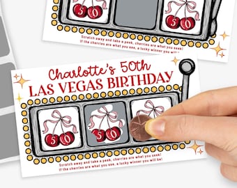 Custom 50th Las Vegas Birthday Scratch-Off Game Cards, Personalized Fiftieth Casino Jackpot Game Las Vegas Birthday Scratcher | Using CANVA