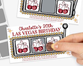 Custom 30th Las Vegas Birthday Scratch-Off Game Cards, Personalized Thirtieth Casino Jackpot Game Las Vegas Birthday Scratcher | Using CANVA