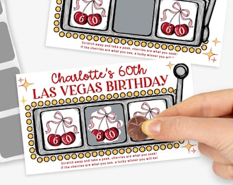 Custom 60th Las Vegas Birthday Scratch-Off Game Cards, Personalized sixtieth Casino Jackpot Game Las Vegas Birthday Scratcher | Using CANVA