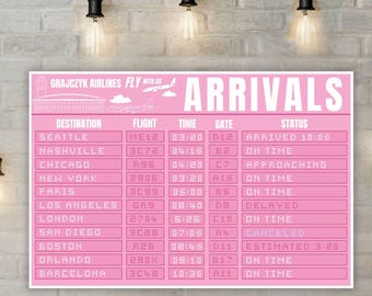 Airplane Party 36"X24" Poster, Baby Shower Arrival Signs, Airport Terminal Sign, Aviator Decor | Edit on CANVA - INSTANT Download Printable