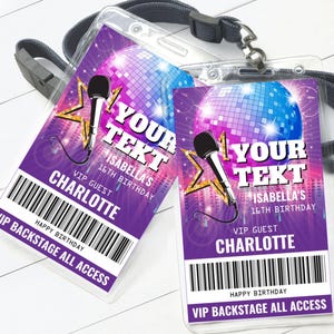 Badge VIP Rockstar (Your Text), Faites la fête comme une rock star, Rock n Roll, Pass Backstage | Modifiez avec CANVA - Modèle imprimable à téléchargement instantané