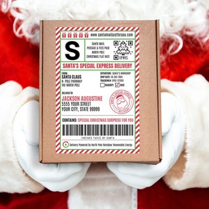 Santa Shipping Label, Santa&#39;s Express Delivery, Postage Label Stickers, Santa Mail, Elf Gift Tag | Edit on CANVA-INSTANT Download Printable