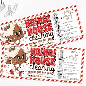 Buono regalo di Natale per pulizie domestiche, servizio di pulizia, buono regalo per casetta di pan di zenzero / Personalizza utilizzando CANVA-DOWNLOAD IMMEDIATO Stampabile