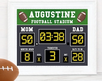 Football Scoreboard Baby Shower 10"x8" Sign - Scoreboard Party Sign | Edit with CANVA - INSTANT DOWNLOAD Printable