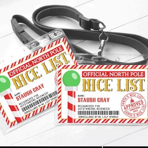 Distintivo della lista dei buoni di Babbo Natale - Laboratorio di Babbo Natale Polo Nord, Sorveglianza degli elfi / Personalizza con CANVA - Modello stampabile con download IMMEDIATO