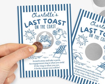 Last Toast On The Coast Scratch Off Game: Bridal Shower Game, Custom Shower Bachelorette Scratch-off Game | Edit on CANVA-INSTANT Download