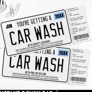 Waschanlagen Geschenkgutschein, Kennzeichenauto waschen, Auto Detailüberraschungsgutschein | Personalisieren Sie auf CANVA-INSTANT DOWNLOAD Printable