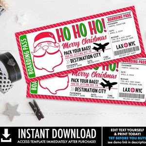 Billet d'embarquement de Noël - Révélation de voyage surprise, vol, faux billet d'avion de vacances | Auto-édition avec CORJL - TÉLÉCHARGEMENT INSTANTANÉ Imprimable