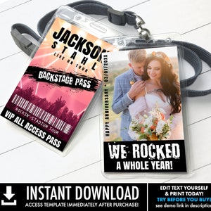 Rockstar VIP Photo Badge - Rocked A Whole Year,Backstage Pass,Überraschungs-Konzertkarte| Selbst-Bearbeiten mit CORJL - INSTANT Download Printable