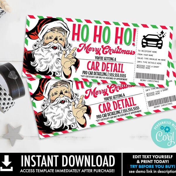 Car Detail Voucher Printable Etsy