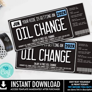 Oil Change Gift Certificate License Plate Surprise Gift Etsy