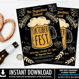 Oktoberfest Invitation - Oktoberfest Party, Oktoberfest Invite, Octoberfest,Beer Fest | Self-Editing with CORJL - INSTANT DOWNLOAD Printable