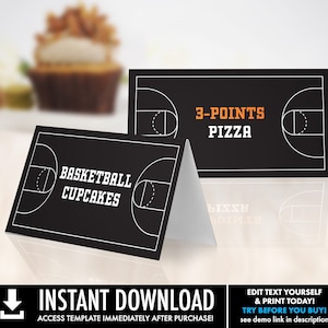 Étiquettes alimentaires de basket-ball - Fête de basket-ball, fête d'anniversaire de basket-ball, tente de table | Auto-édition avec CORJL - TÉLÉCHARGEMENT INSTANTANÉ Imprimable