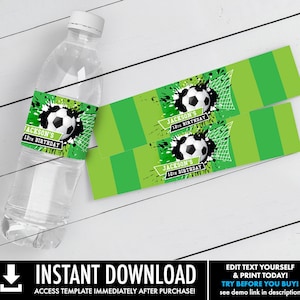 Football soccer sports colorful graphic design Water Bottle by Arija_art