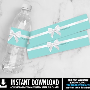 Sweet Sixteen Water Bottle Label - Sweet 16 Birthday Party, Turquoise Drink Label | Self-Editing with CORJL - INSTANT DOWNLOAD Printable