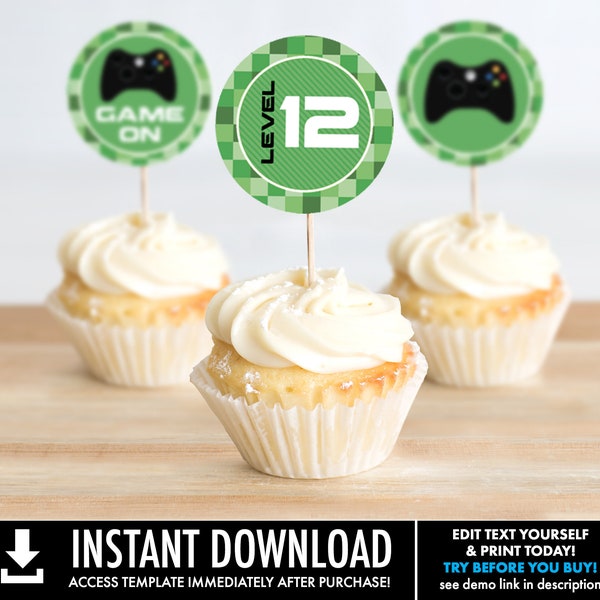Printable Video Game Cupcake Topper Etsy
