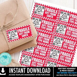 Santa Mail Labels Fragile QR Code Christmas Delivery Label - Etsy