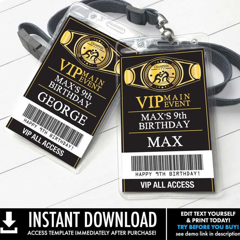 Printable Wwe Ticket Etsy