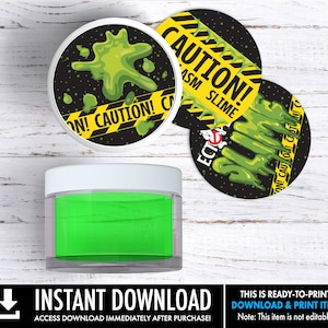 Slime 2&quot; Jar Sticker Labels includes 3 Versions, ghost-buster inspired, ghost-buster Party, Slime Party | INSTANT Download PDF Printable Set