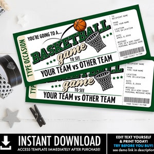 Basketball Ticket Gift Editable Template Surprise Basketball Game ...